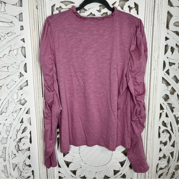 Anthropologie Pink Ruched Blouse Long Sleeve - Picture 2 of 6